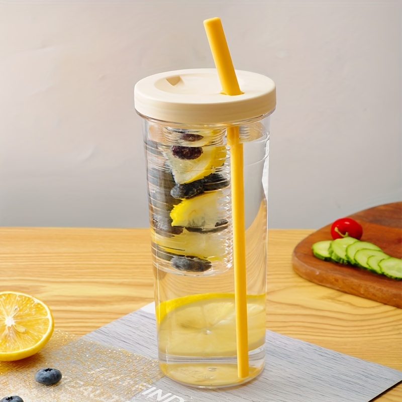 700ml Fruit Infuser Water Bottle With Straw Summer Lemon Juice