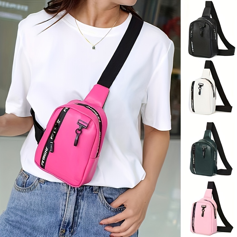 

Women's Chest Bag Simple Splicing Color Shoulder Bag Casual Bag With Adjustable Shoulder Strap