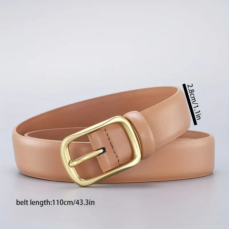 Fashion Leather Belt Women Metal Square Pin Buckle Belts - Temu
