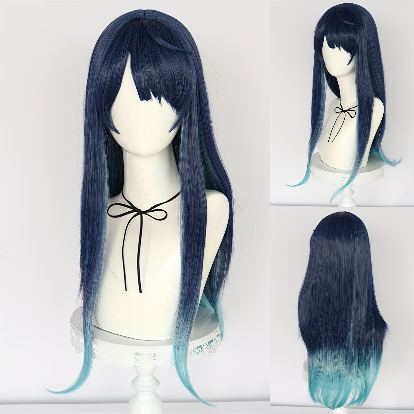 Dark blue cheap anime wig