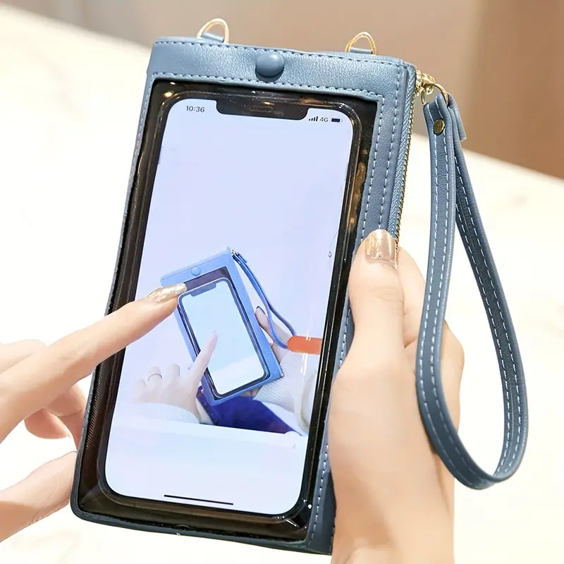 Women's Cell Phone Pouch with Removable Strap, Wristlet Hand Bag, Long Wallet with Touch Screem, Coin Purse,Temu