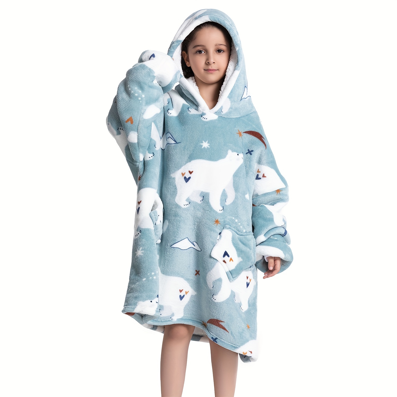 Sudadera con capucha manta mujer sudaderas con capucha polar luminoso  oversize manta portátil cálida con manga gigante bata manta mujer
