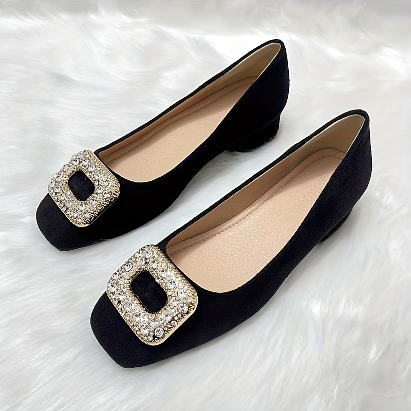 

2023 Thick Heel And Single Shoes For Women, French Style Rhinestone, Fashionable High Heels, Professional Women's Temperament, All- Shoes