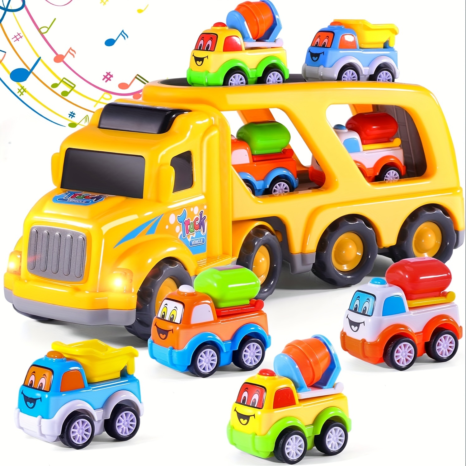  Juguetes para un niño de 2 años – 4 camiones accionados por  fricción para niños de 3 años en adelante, juego de vehículos de  construcción de dibujos animados – Los mejores