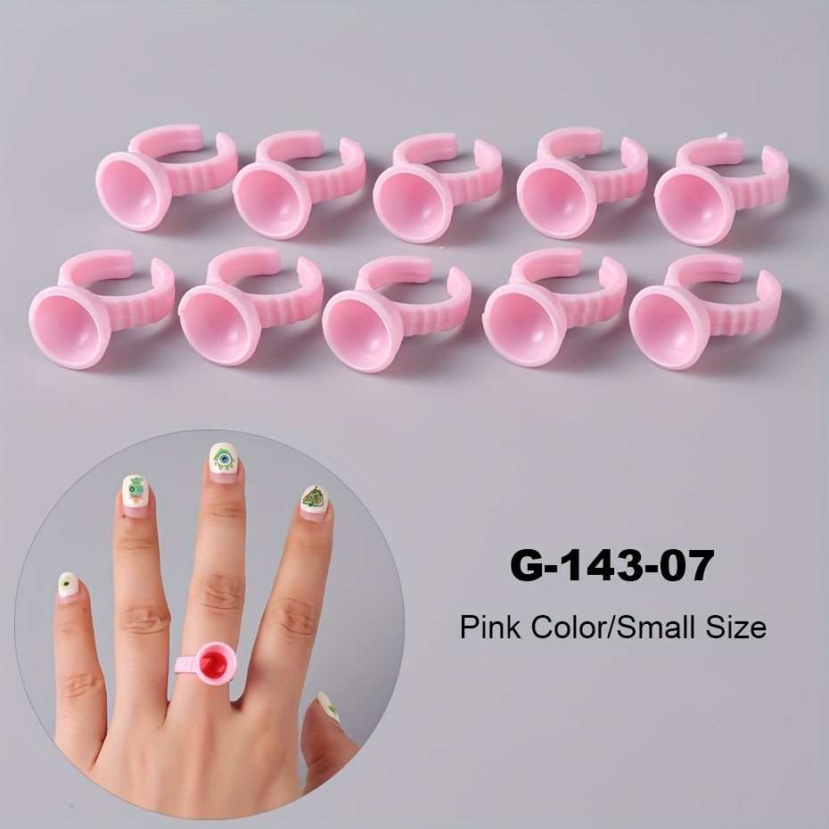 10pcs Pink Nail Art Rings Palette Container Gel Painting Manicure Tools