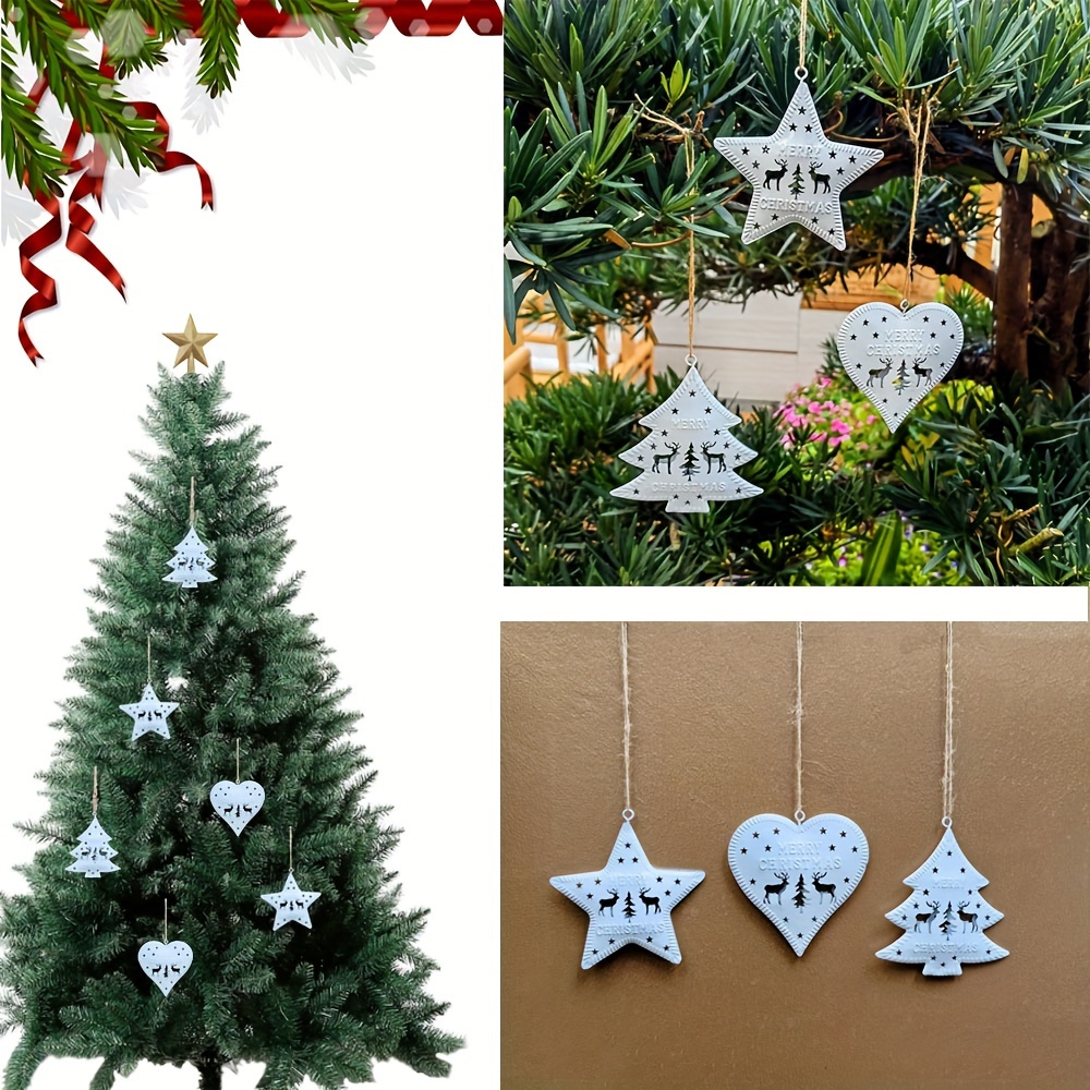 Christmas Decorations Ornaments Top Five Pointed Star Accessories Golden 3D  Hollow Five Pointed Star Xmas Tree Hanging Decoration Outdoor for
