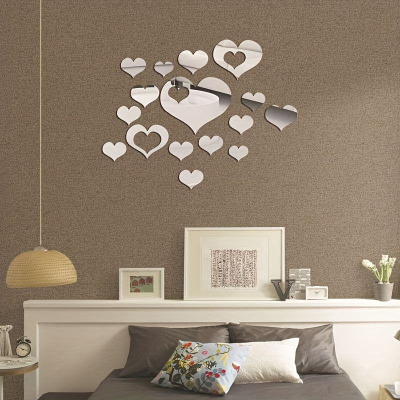 Creative Heart shaped Mirror Wall Sticker Self adhesive Wall - Temu