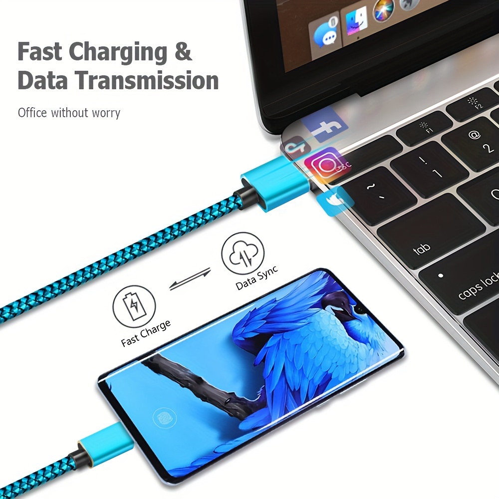 2.4A Fast Charge USB-C Cable - Durable Nylon Braided, Long Cord for for Ultra/S23+/S22/S22+/S21 & More