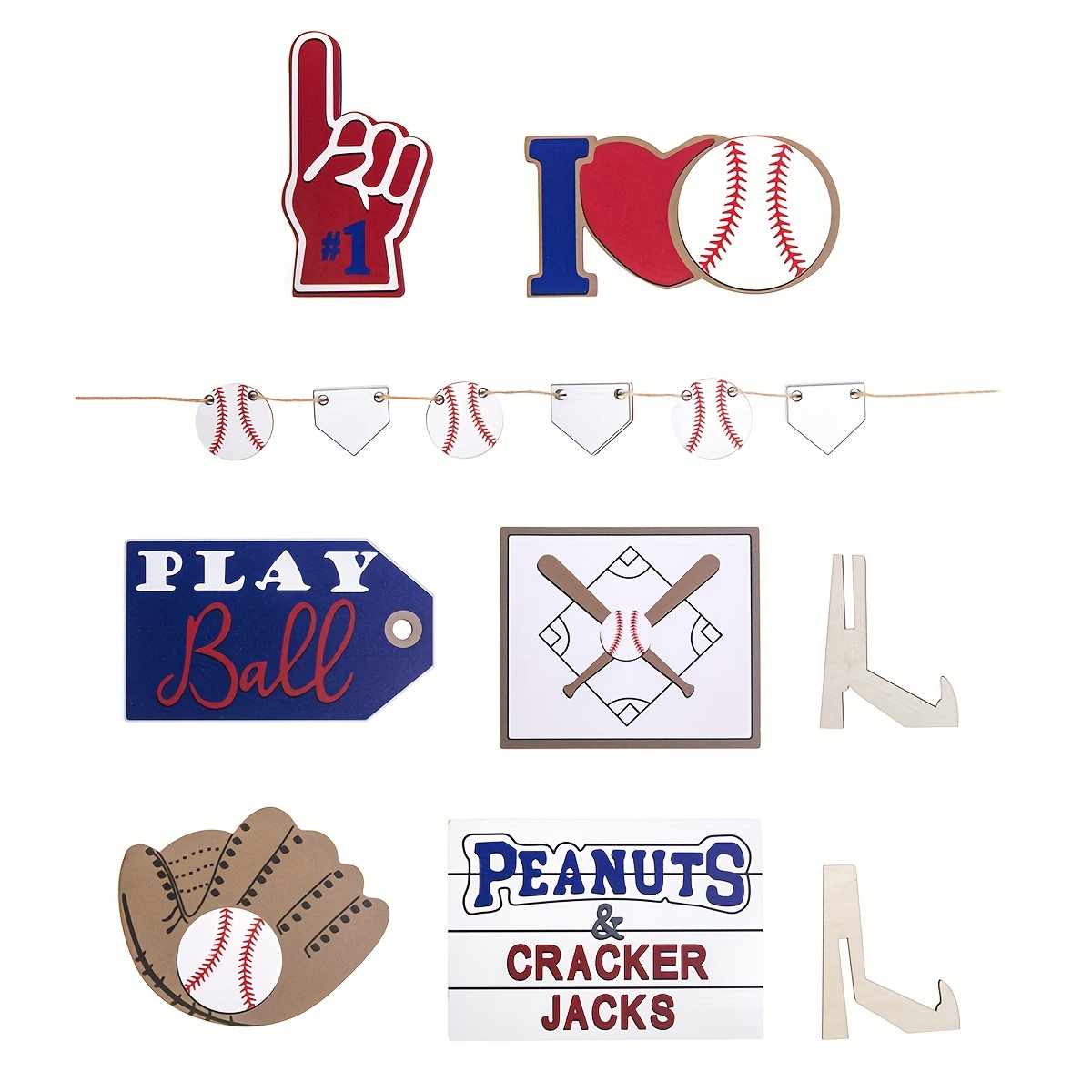 Baseball Bat Flag Farmhouse Tiered Tray Baseball Decor 