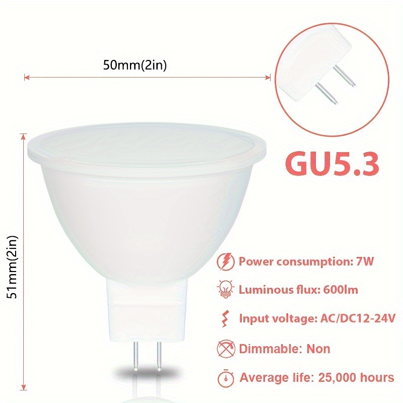 7W MR16 Dimmable LED Bulb - GU5.3 Base