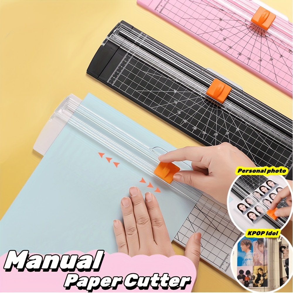 Paper Cutter Trimmer,Mini Paper Cutter A5 Portable Paper Trimmer  Scrapbooking Tool with Finger Protection and Slide Ruler/Blue : :  Office Products