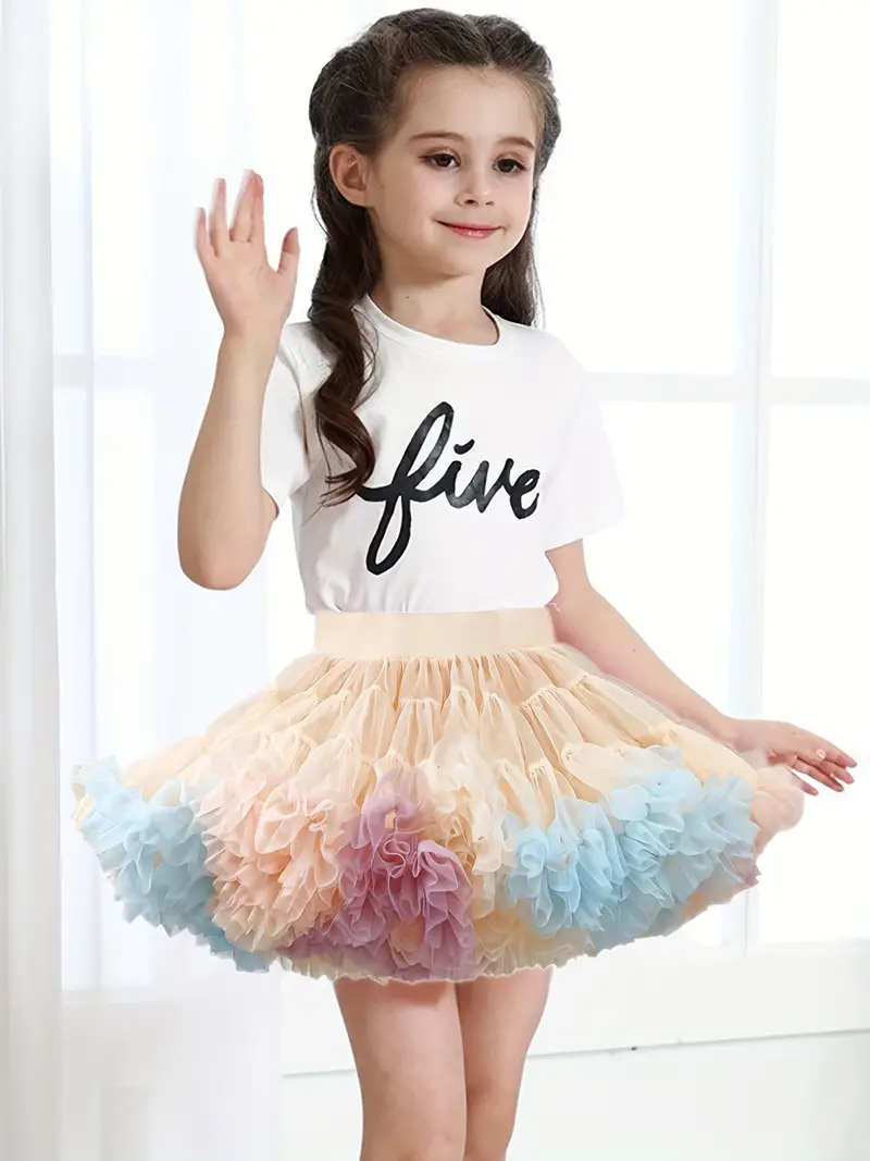 Temu Girls Tutu Skirt Ultra Soft Nylon Layered Tulle Dance Skirt Ballet Skirts Birthday Party Princess Skirt Tutus Elastic Waist for Toddler Kid Girls