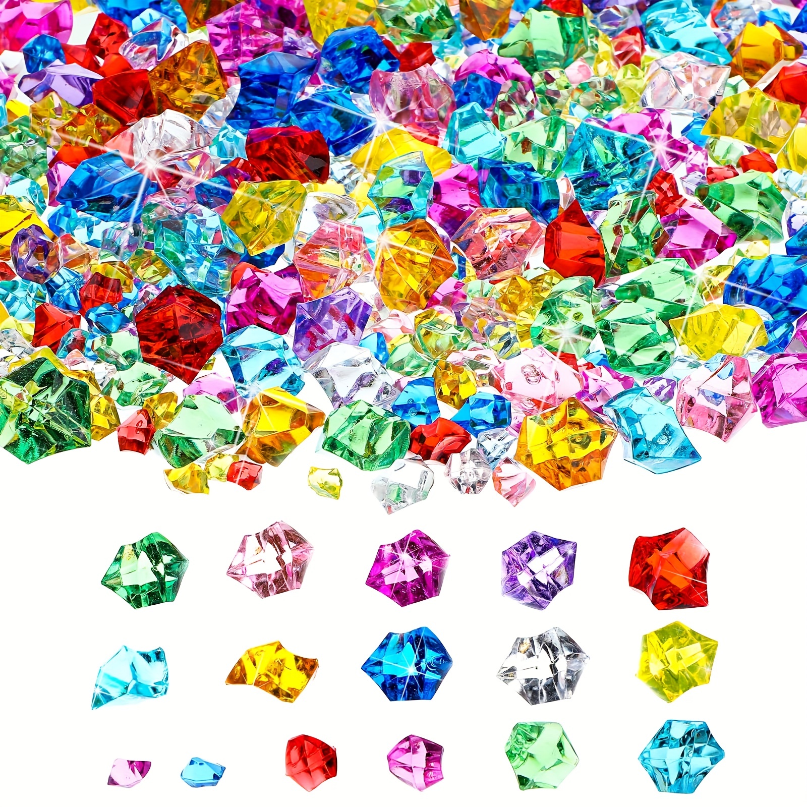 50pcs Fake Plastic Jewels Acrylic Gem Crystal Diamonds Clear