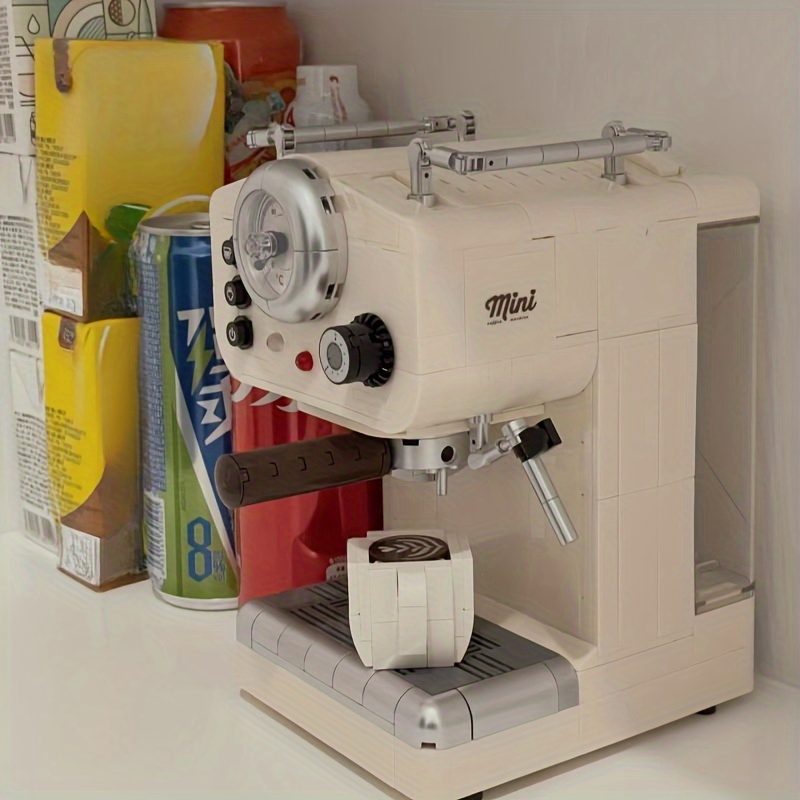 Retro Coffee Machine Building Block Kit Collectible Display - Temu