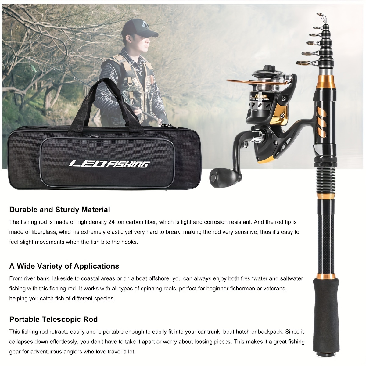 Lixada 2.1m Telescopic Fishing Rods Spinning Reels Set with Tackle  Accessories and Storage Bag 