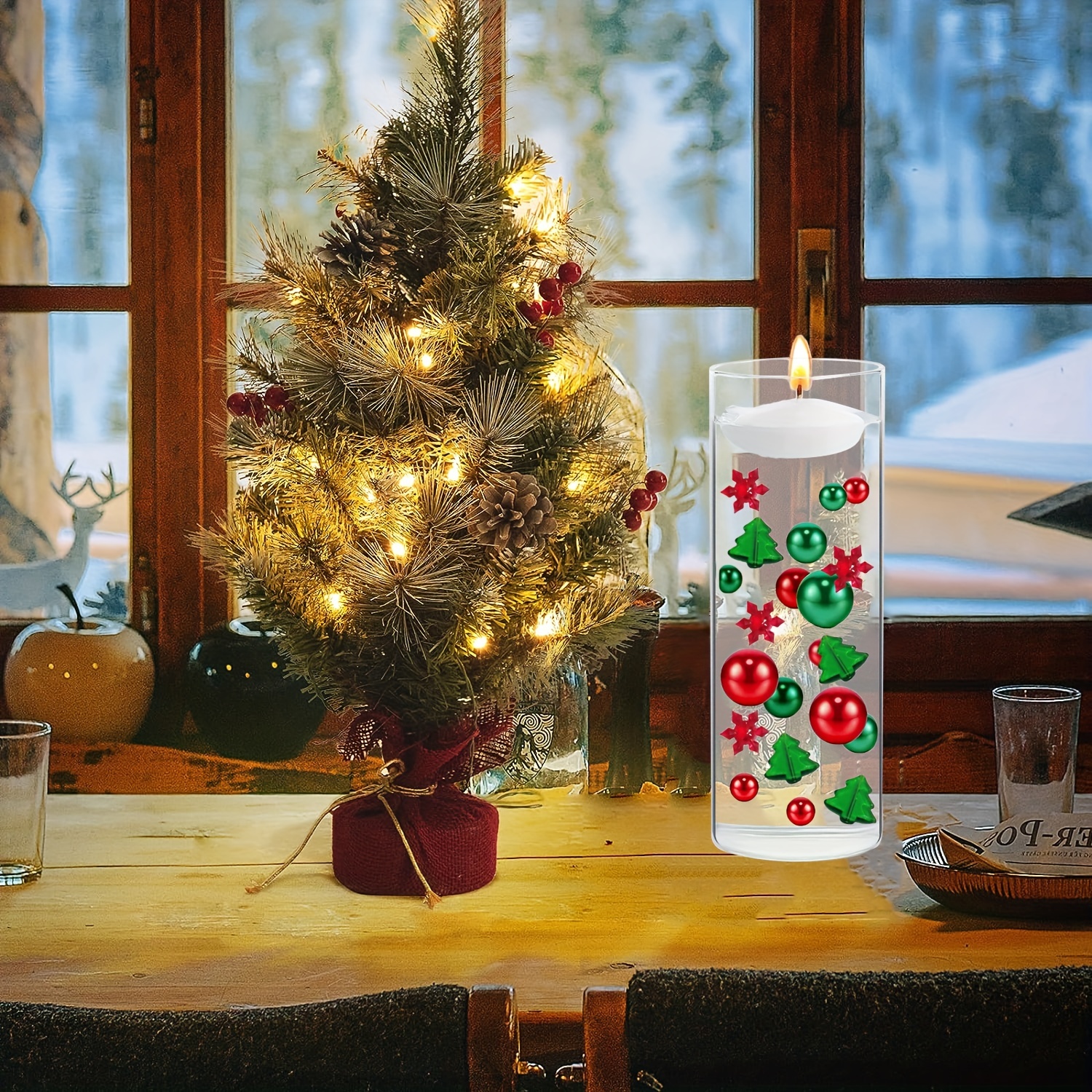 Christmas Vase Filler Artificial Pearl Lamp Beads Christmas Tree