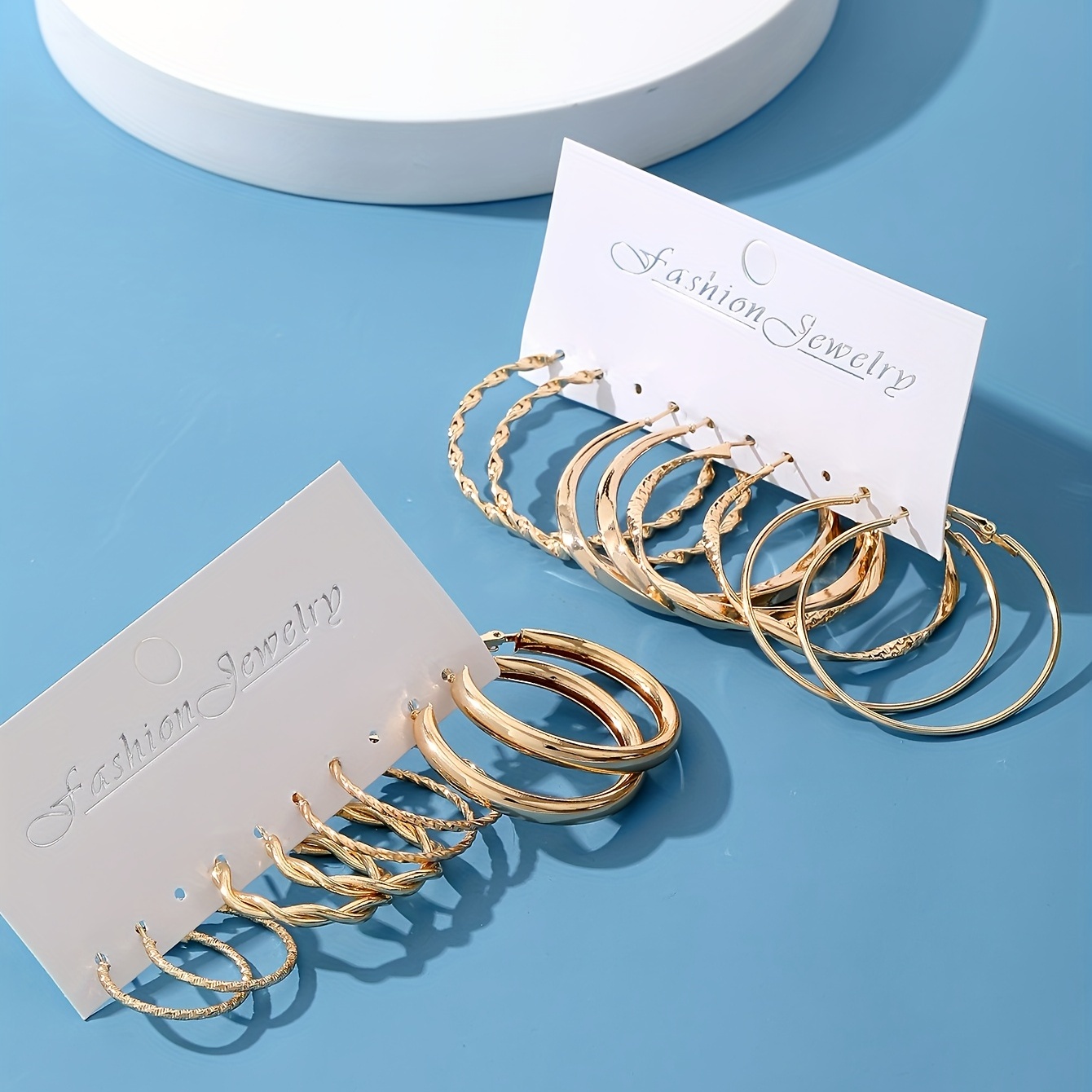 8 Pairs Retro Golden Hoop Earrings for Women