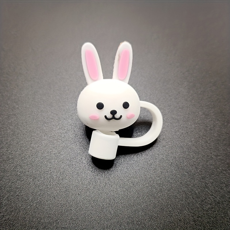 1/5pcs Straw Cover Rabbits Strawberry Animal Fruit Cartoon Straw Topper  Protector Reusable Airtight Dustproof Drinking