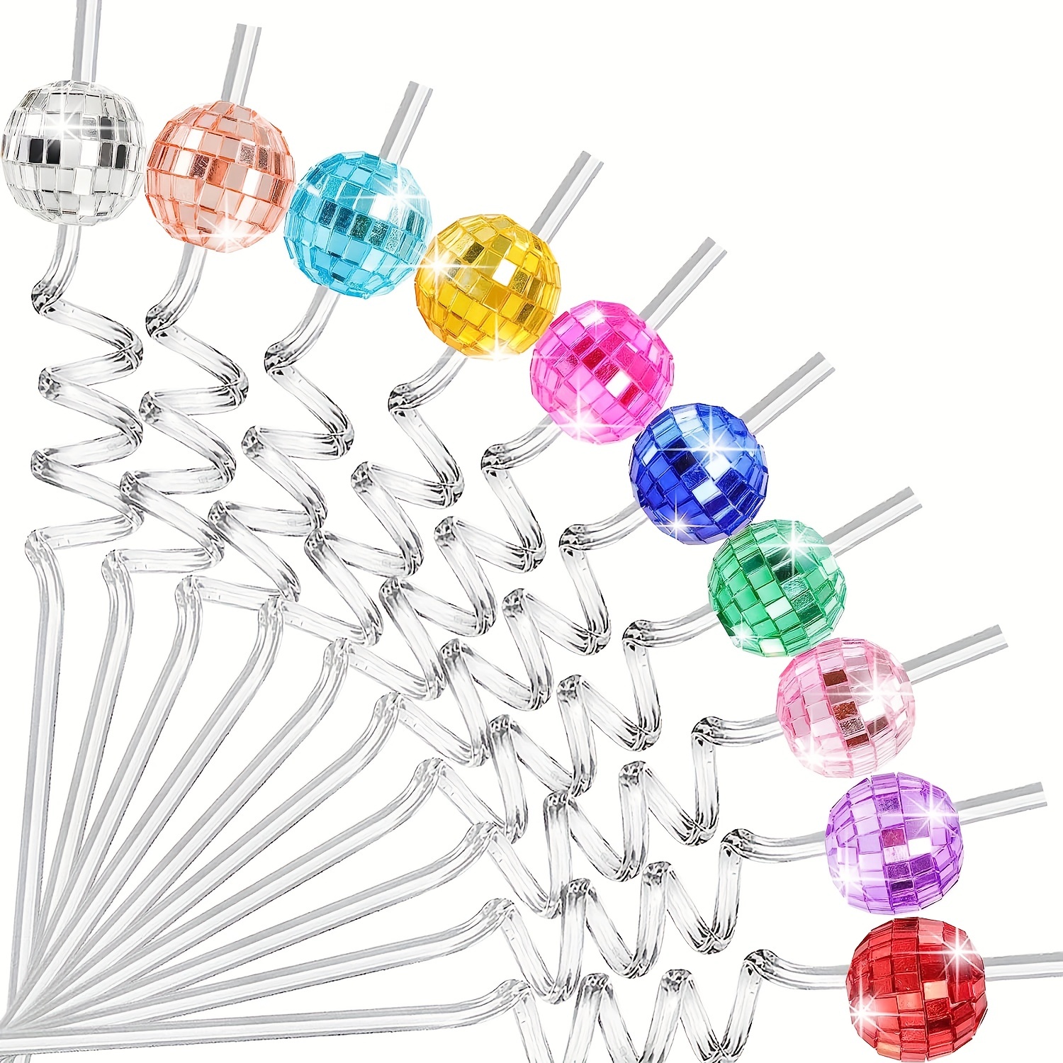 Disco Ball Paper Straws - 12pcs.