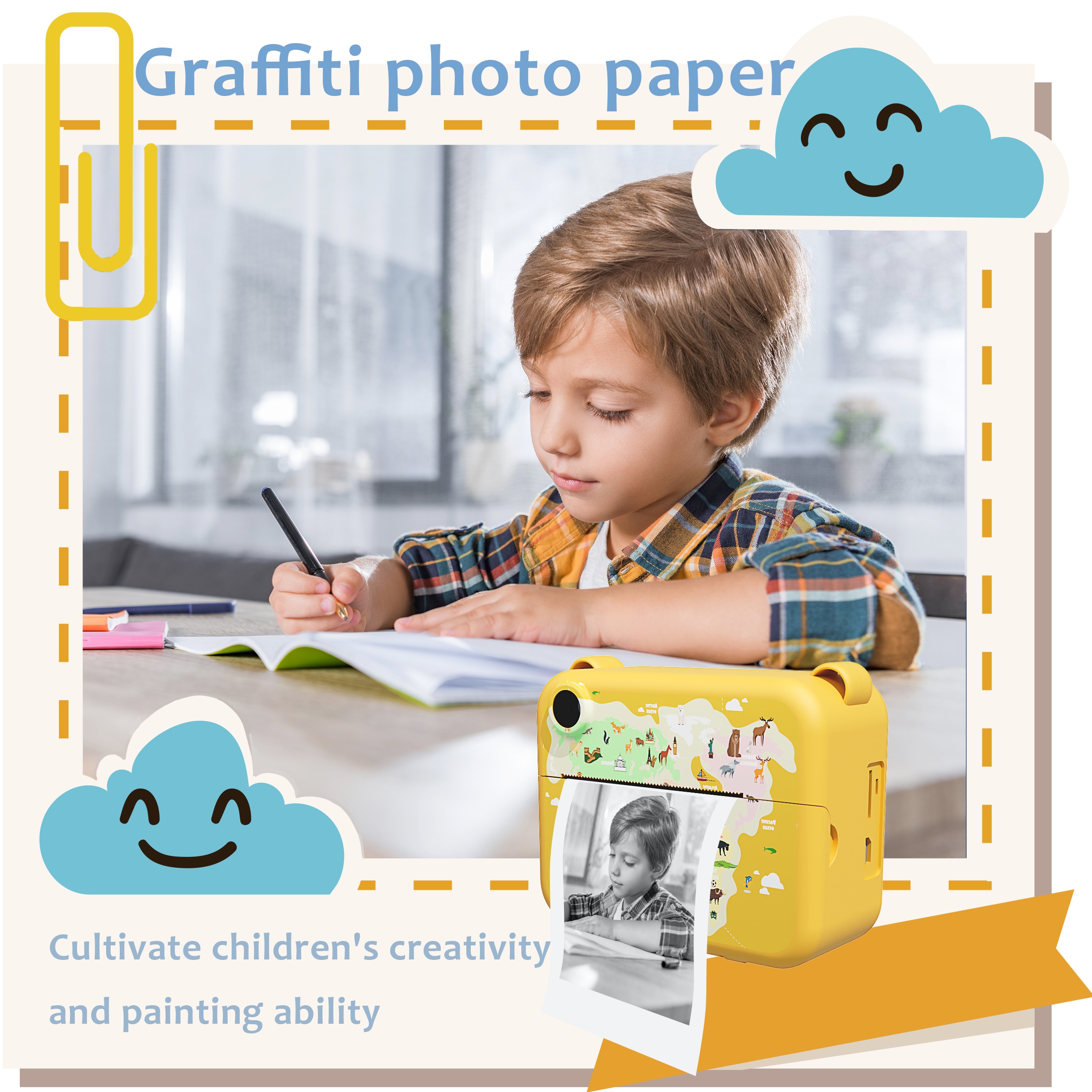 Instant Print Camera for Kids Selfie Video Digital Camera with Paper Film  Girls Boys Children Mini Learning Toy Gifts - AliExpress