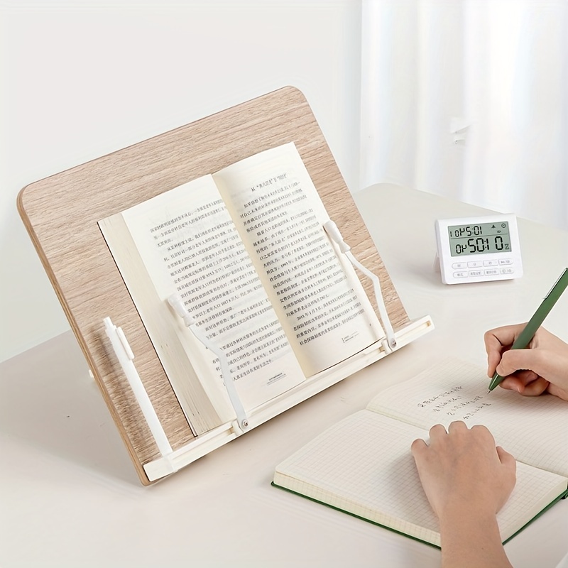 Atril de madera portátil para libros, soporte de lectura de madera, atril  ajustable y plegable para libros de cocina, tabletas de recetas
