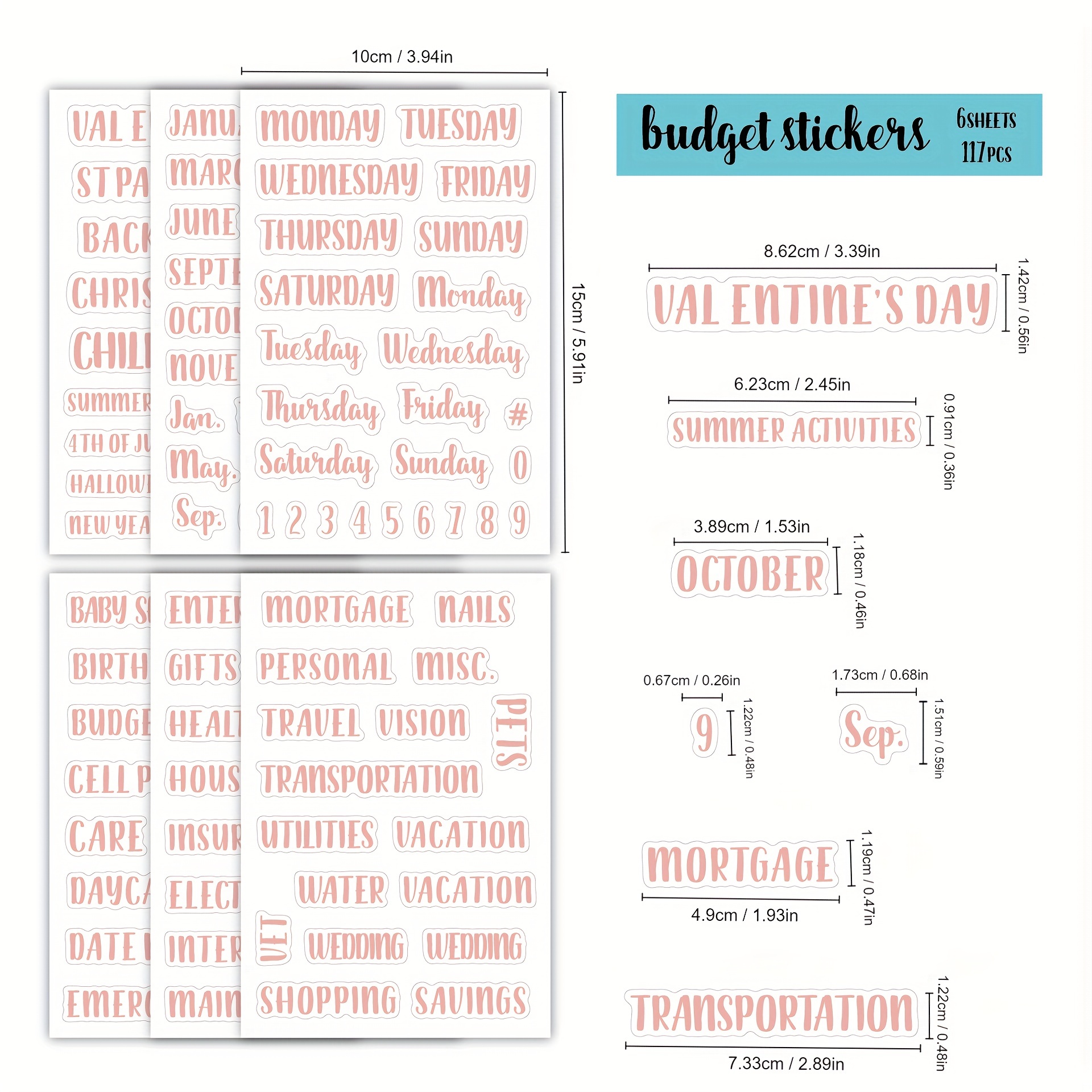 80 Budget-Categories Stickers Rose Gold - Cash Envelope System Budget Binder Labels Vinyl Decals for Finance Planner, Cash Envelope Wallet, Money