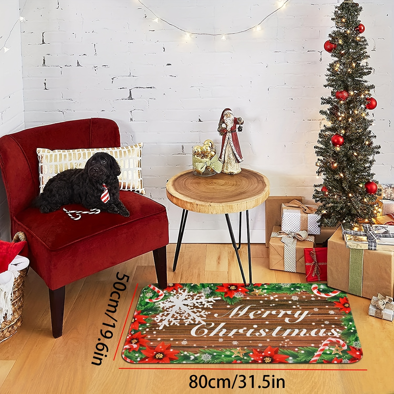 Merry Christmas Wooden Board Print Floor Mat Waterproof Non - Temu