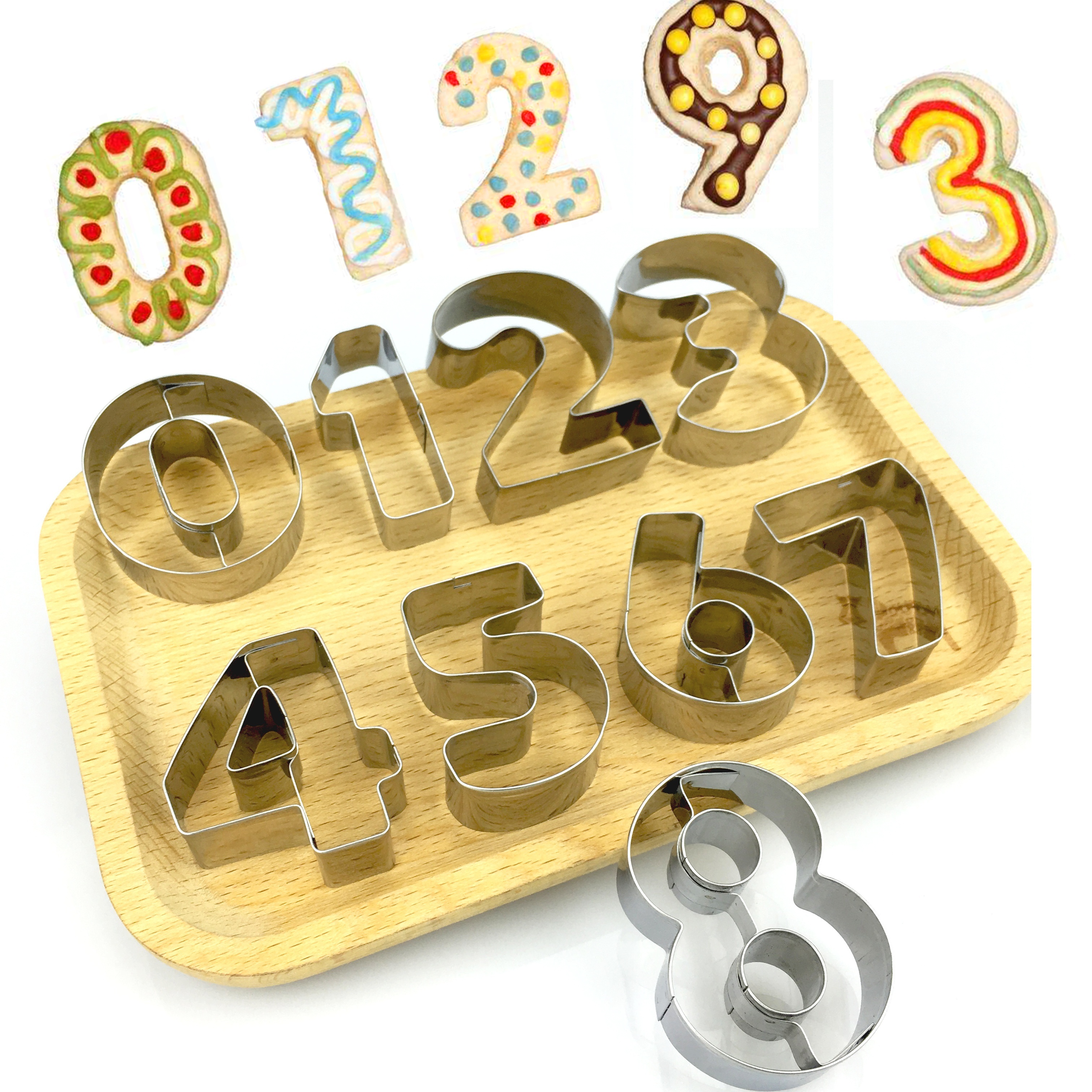 Stainless Steel Numbers Cookie Stencil Biscuit Cutter Tool Set