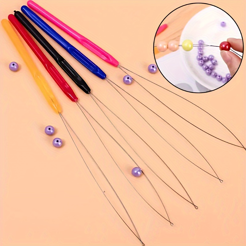 34pcs/set Beading Needles Central Opening Curved Set Needle Threader Ring  For DIY Beading Sewing Practical Convenient Jewelry Making Tool