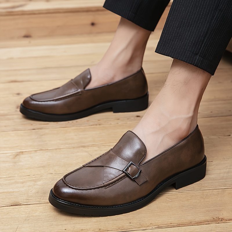 Men's Monogram Pattern Double Monk Strap Slip On Loafers Formal Business  Casual Comfortable Dress Shoes For Men - Temu