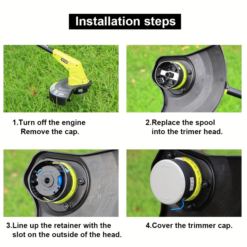 String Trimmer Line for Ryobi One Plus Auto-Feed Cordless Trimmers (6  Spools +1 Caps) 