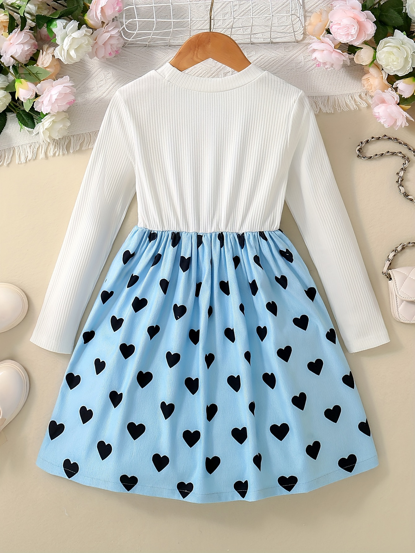 girls elegant bowknot front suspender spliced dress 1pc long - Temu Morocco