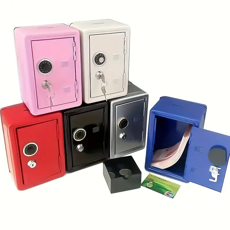 Money Box Metal Mini Safe Single Digit Combination Lock Key - Temu