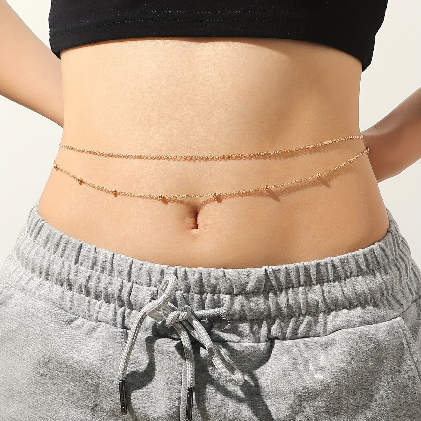 Layered Metal Bead Waist Chain, Summer Beach Jewelry