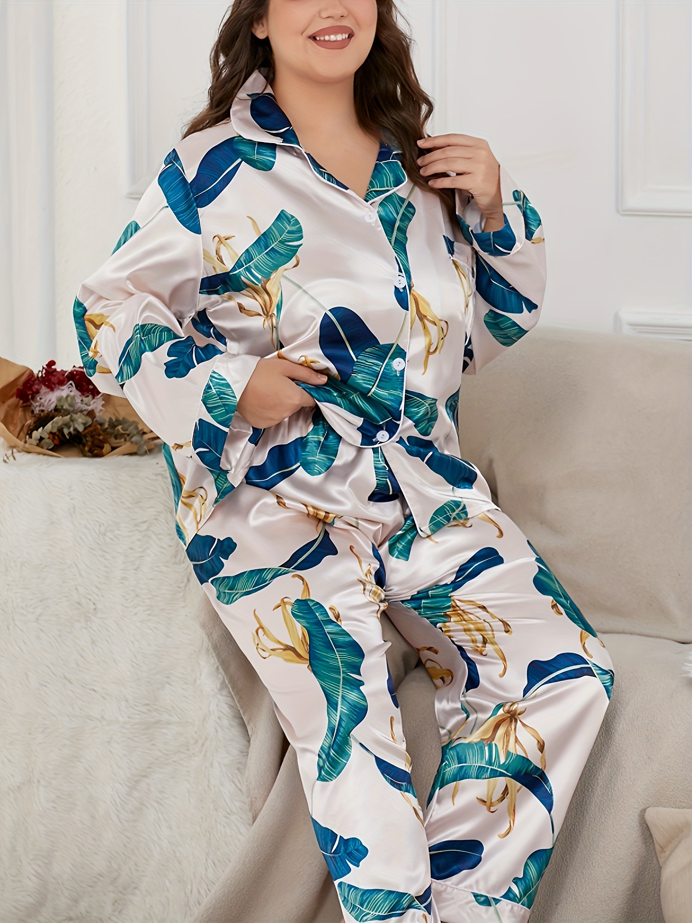 1 ou 2 ensemble de pyjama effet soie pour femme