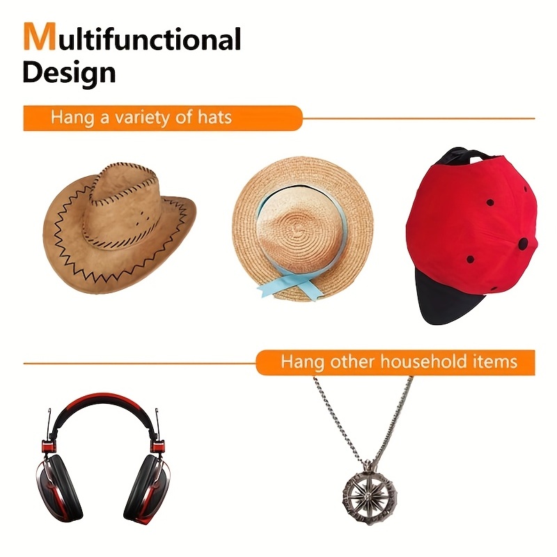 Strong Adhesive Hat Hooks Wall Minimalist Design No Drilling - Temu