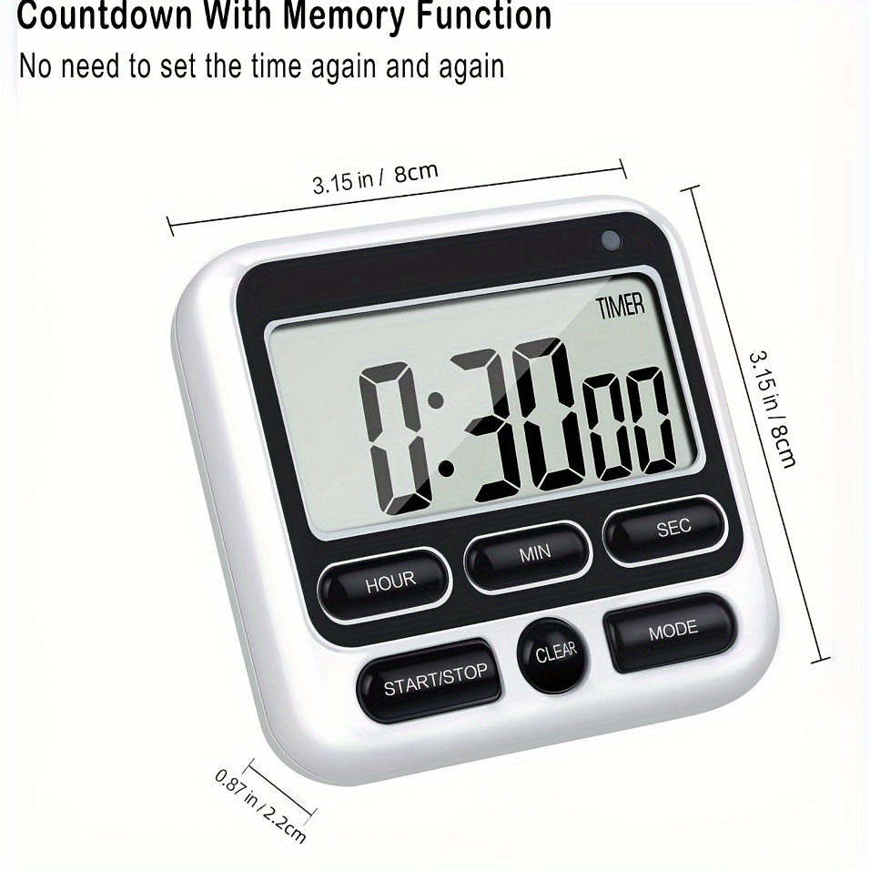 Short Time Alarm Clock, 2 Pieces, Kitchen Timer, Digital Timer, Magnetic  Egg Timer, Kitchen Clock, Countdown Stopwatch, Kitchen With Lcd Loud Alarm  Fo