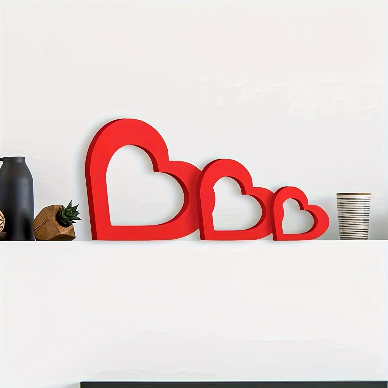 4Pcs Valentine's Day Wooden Hearts For Crafts Decor Valentine's