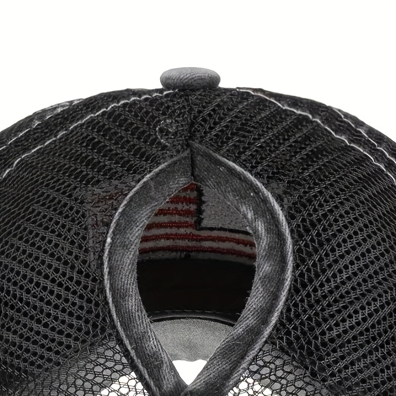 Retro Flag Embroidered Baseball Mesh Cap Unisex Sunscreen Breathable Hat