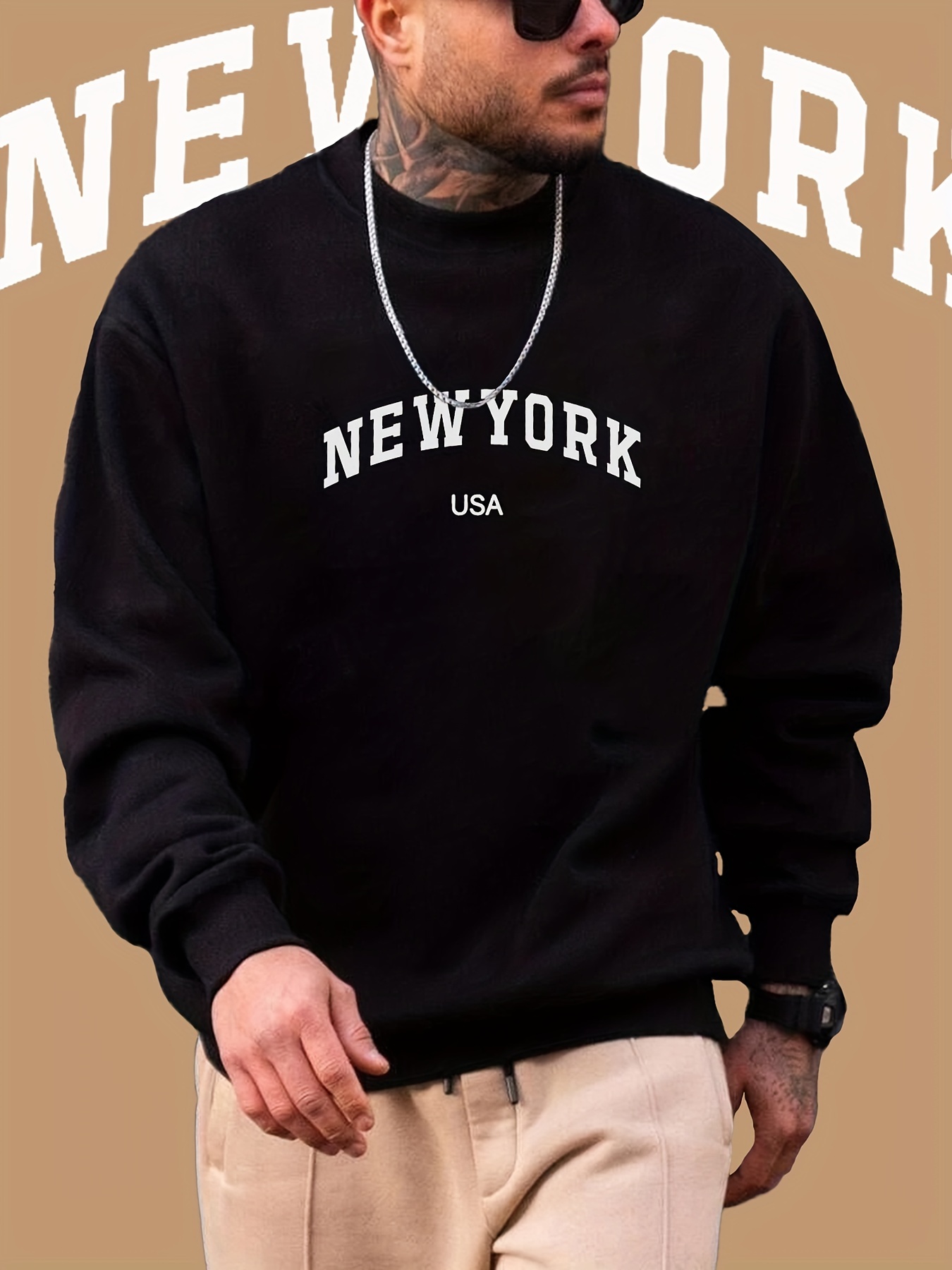 Plus Size Mens Graphic Sweatshirt Winter Pullover Sweatshirt For Big And  Tall Guys | Shop On Temu And start Saving | Temu