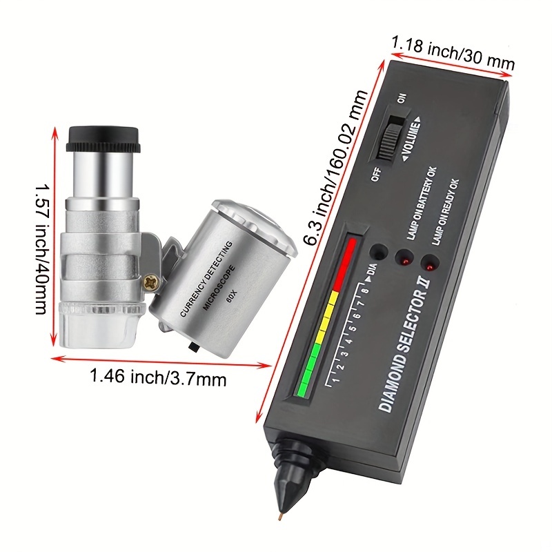 High Accuracy Jewelry Diamond Tester 60X Mini LED Magnifying