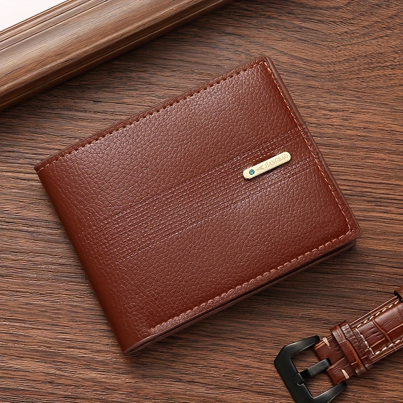 Men's Casual PU Leather Short Wallet Large Capacity