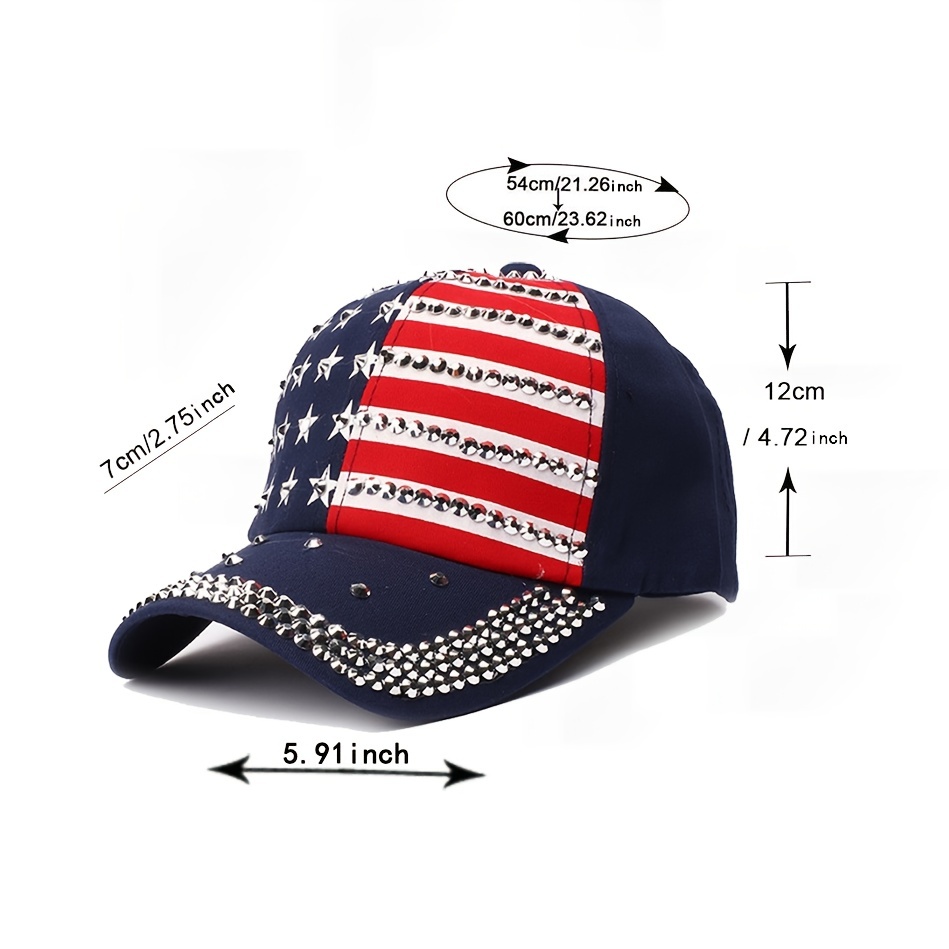 Sparkle Studded American Flag Baseball Cap Hip Hop Hat