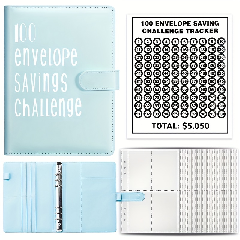 Carpeta de desafío de 100 sobres, forma fácil y divertida de ahorrar $  5,050, carpeta de desafíos de ahorro para planificar presupuestos y ahorrar  dinero