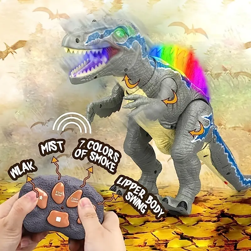 Remote Control Dinosaur Toys For Kids，Light Up And Realistic Roaring Sound，  T Rex Dinosaur Toys ，Electronic Walking Dinosaur Toys (Gray) Christmas ,Ha