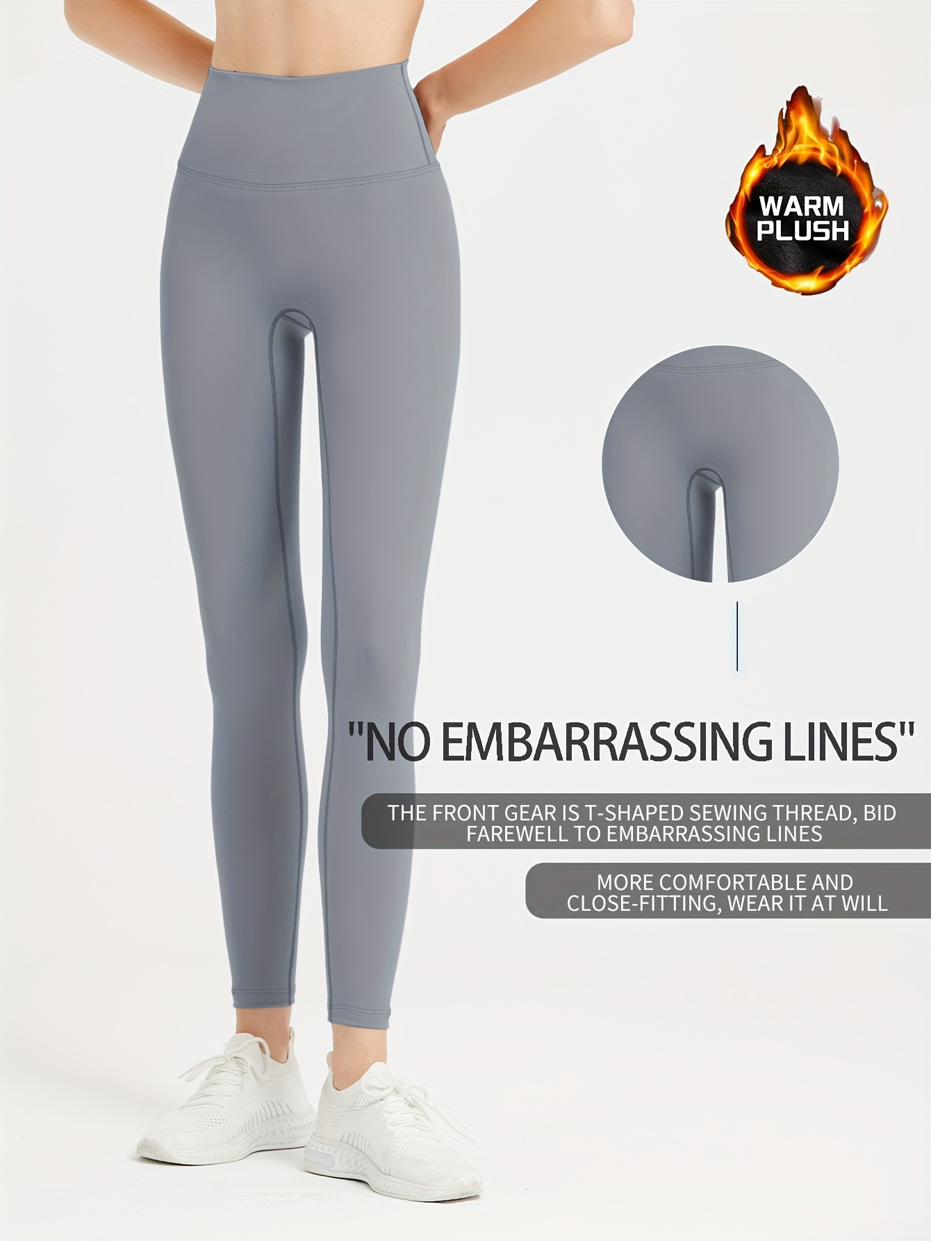 Plus Size Sports Leggings Women's Plus Solid Fleece Lined - Temu Canada