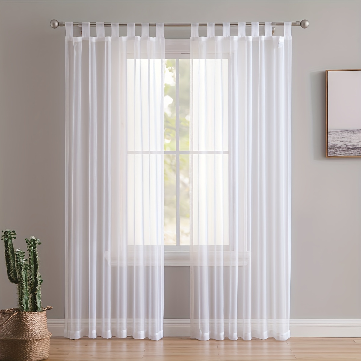 Visillo blanco semitransparente, juego de 2 visillos bistró, gasa  transparente, cortina corta con trabillas, privacidad, decoración para  ventanas