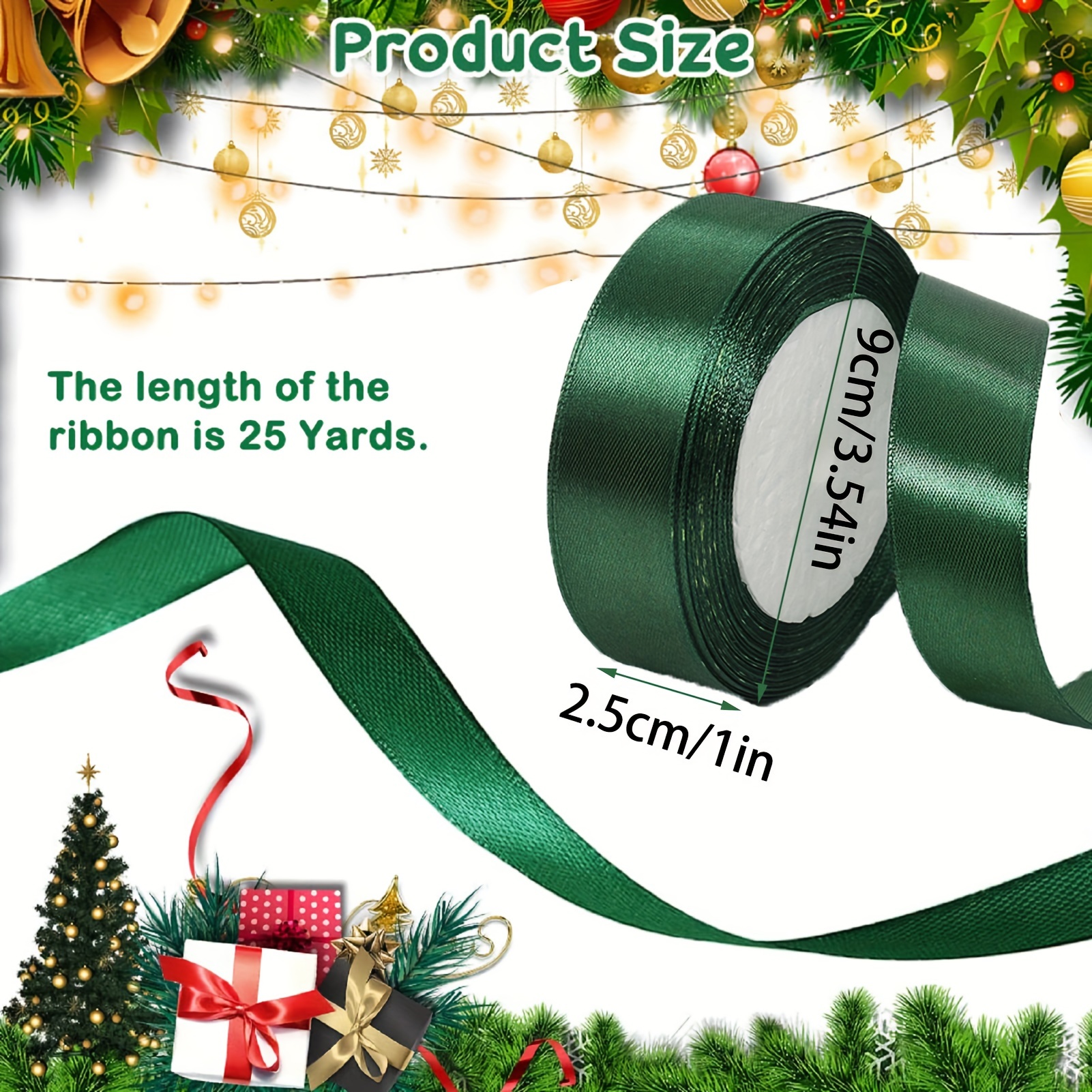 150 Yards Christmas Ribbon for Gift Wrapping, 3/8Wide Holiday Satin Ribbon for Crafts, Fabric Christmas Wrapping Ribbon for Decorating Ornaments