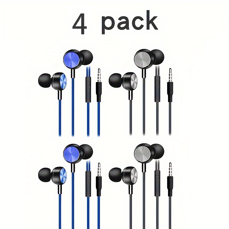 Auriculares con cable con micrófono: 5 paquetes de auriculares  intrauditivos, aislamiento de ruido estéreo de graves pesados, auriculares  compatibles