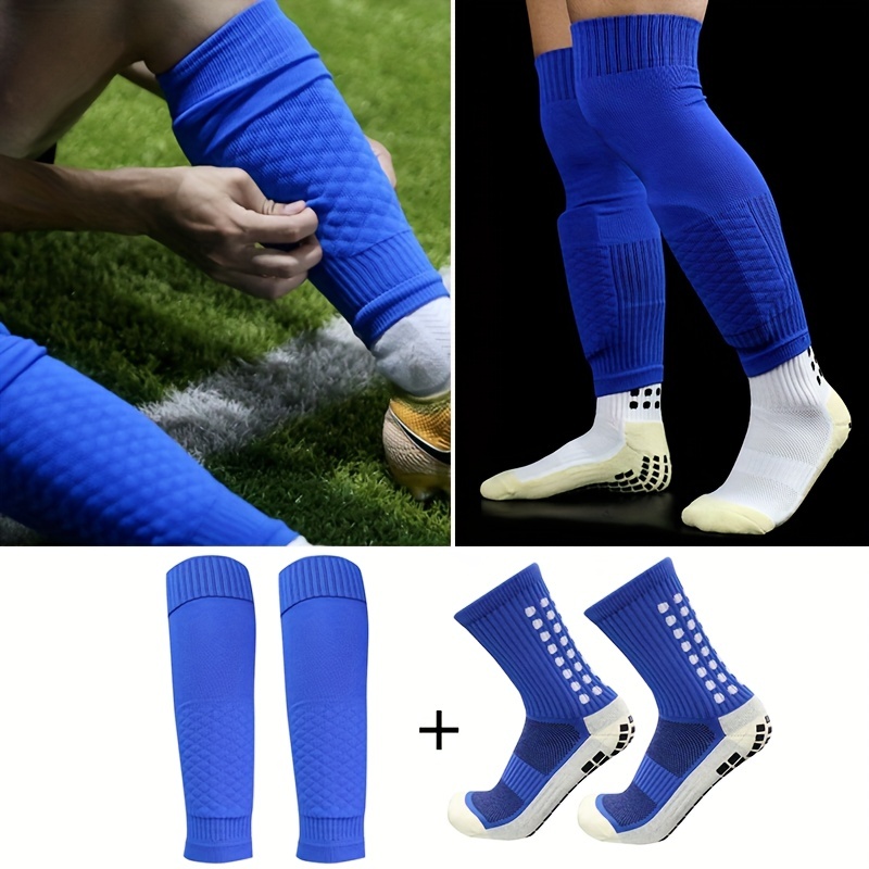Acheter Protège-tibia de football élastique, 1 paire, chaussettes